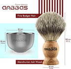 Anbbas Pure Badger Hair Shaving Brush Solid Manchurian Ash Wood Handle,Black Broken-Resistant Acrylic Shaving Stand,Stainless Steel Shaving Bowl Dia 3.2 inch and Goat Milk Soap 100g 4IN1 Set for Men