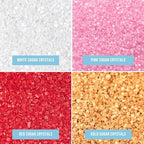 Sweets Indeed Valentines Day Sanding Sugar 4 Pack | Pink Red White & Gold Decorative Sugar Crystals for Baking & Decorating 4.52 ounces