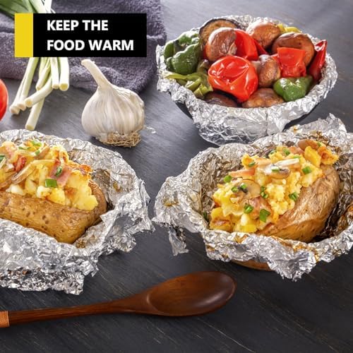 OSVINO 100 Count Pop-Up Pre-Cut Gold Foil Sheets, Lightweight & Flexible Aluminum Foil for Easy Wrapping, Oven & Grill Safe Disposable Catering Foil for BBQ, Baking, Cooking & Food Prep