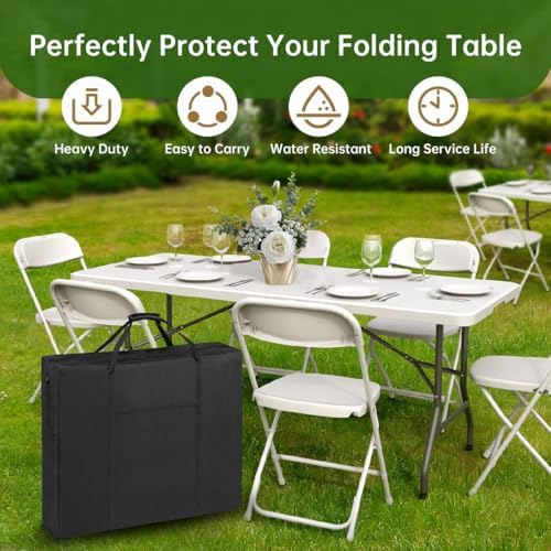 6 Ft Folding Table Storage Bag-Water-Resistant Heavy Duty Large Carrying Bag for Transport Organizer with Pocket & Shoulder Straps | 37" L X 5" W X 30.7" H | Storage Bag Only