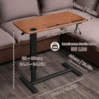 Overbed Table with Hidden Wheels, Height Adjustable Hospital Overbed Bedside Table, Mobile Laptop Standing Desk with Cup Holder and USB, Hospital Home Use