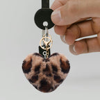 Generic Brown Leopard Print Heart Keychain Accessory for Women Girls