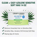 Clean + Easy Azulene Sensitive Soft Wax – Wax for Sensitive Skin Hair Removal, Gentle & Soothing Formula for Face & Body, 14 oz