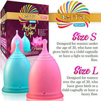 Talisi Menstrual Cups Set of 2 with Collapsible Silicone Foldable Sterilizing Cup - Tampon and Pad Alternative - Feminine Menstruation Soft Reusable Period Cup for Regular Heavy Flow with Sterilizer
