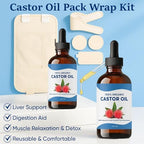 Tavio Castor Oil Pack, Celara Organic Cotton Castor Oil Pack Wrap Kit, Wellness Packs for Liver Support, Digestion Aid, Muscle Relaxation & Detox, Reusable & Comfortable