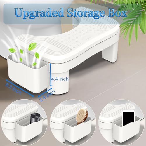 Toilet Stool Squat Adult, Height Adjustable Poop Stool for Bathroom with Storage Box, Portable Non-Slip Potty Step Stool for Adults, Improve Squatting Posture - Bowel Health & Relieves Constipation
