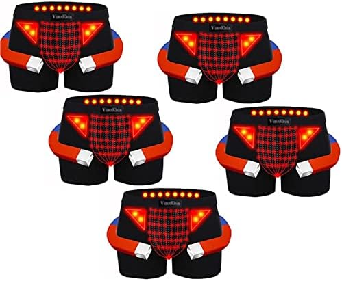 pearlzone 5 Packs Men Physiological Enlargement Underwear Magnetic Therapy Health Care Shorts Big Crotch Boxer Briefs