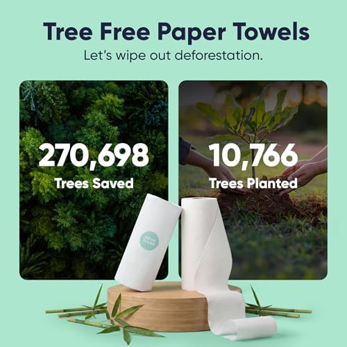 Save Trees Bamboo Paper Towels 12pk - 1800 Sheets Paper Towel Rolls Ultra Absorbent & Durable EcoTowels - FSC-Certified, Vegan Bamboo Kitchen Rolls