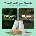 Save Trees Bamboo Paper Towels 6pk - 750 Sheets Paper Towels Rolls Ultra Absorbent & Durable Eco-Friendly - FSC-Certified, totally Plastic-Free, and Vegan
