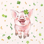 IHR Ideal Home Range Cocktail Napkins Disposable 3-Ply Paper Party Napkin Pack, 5" x 5", Lucky Pig, 20-Count