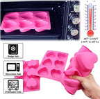 6 Holes Heart Shaped Silicone Mold For Chocolate Cake Jelly Pudding Handmade Soap Mould Candy Making Set of 2