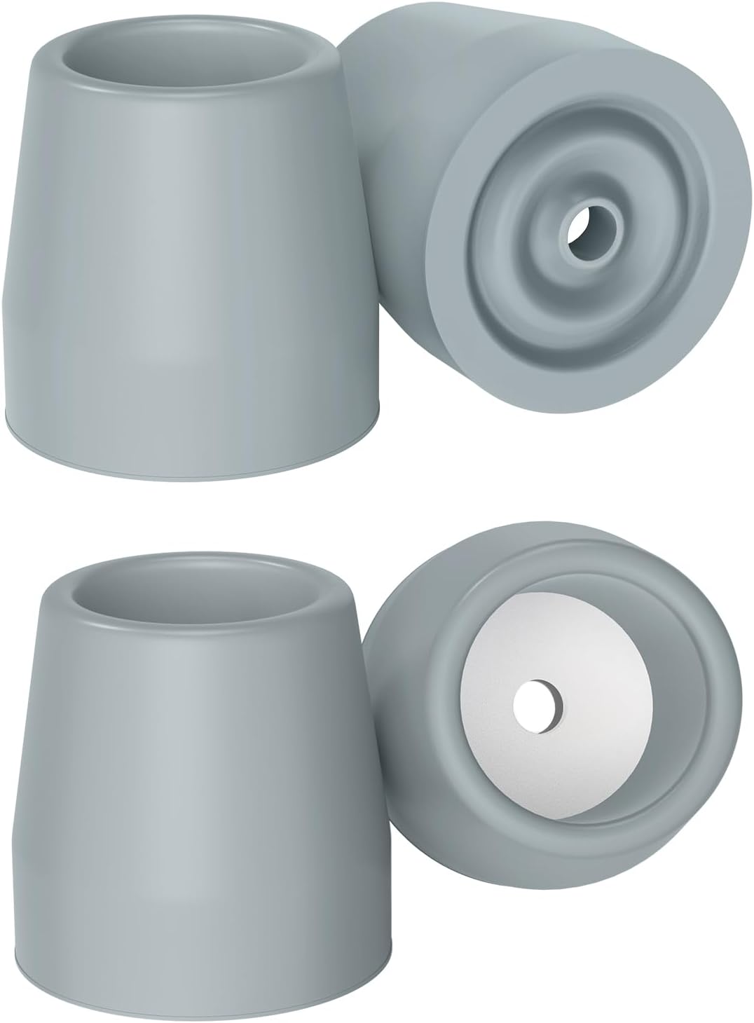 supregear Walker Tips (4-Pack), 1 1/8'' Heavy Duty Rubber Replacement Tips for Walker, Commode, Shower Chair, Bath Bench, Walking Sticks, Canes Legs, Cane Tips, Universal Tool Free, 2-Pair in Grey