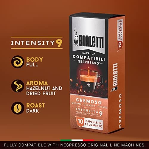Bialetti Aluminum Nespresso Compatible Capsules - 100 count CREMOSO Espresso Pods compatible with Nespresso Machines