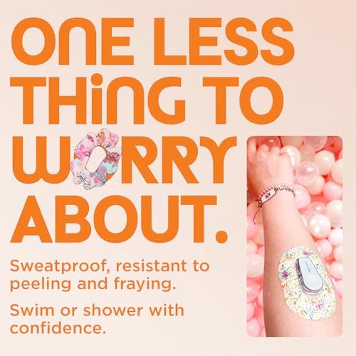ExpressionMed - Adhesive Patch for Libre 3 (5-Pack) - Pre-Cut, Waterproof & Sweatproof, Non-Fraying CGM Tape (Yummy Foods) - Made in USA
