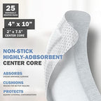 EVERLIT Island Dressing Bordered Gauze | Large Wound Care Bandage with Adhesive Border| Sterile, Soft & Highly Absorbent Medical Grade Dressing Pad (4x10 Inch (Pack of 25))
