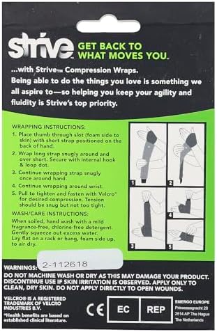 Strive Left Wrist Compression Wrap, Joint Pain Relief and Muscle Recovery for Sports and More, For Men or Women, Reusable, Made in the USA