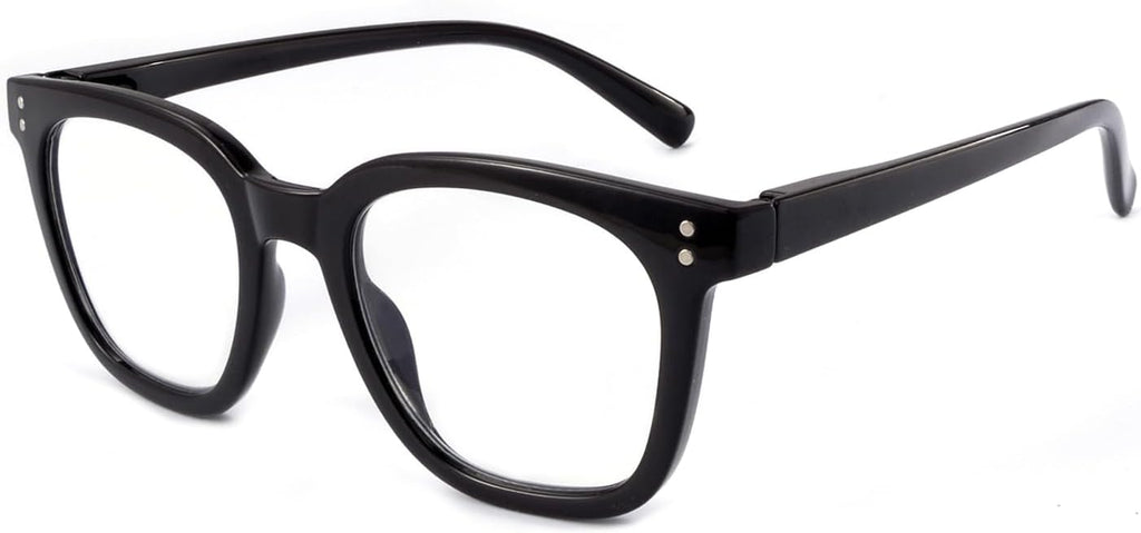 Reading Glasses for Men Women Blue Light Blocking with Spring Hinge, Blocking Readers Anti UV Ray Filter Eyeglasses, Square Computer Reader Glasses, Black, +1.5