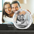 Custom Picture Gift for Men Women: Personalized 3D Crystal Photo Etched Engraved Inside The Round Crystal with Your Own Picture - Birthday Christmas Memorial Gift for Wife Her Him Mom Dad Girlfriend