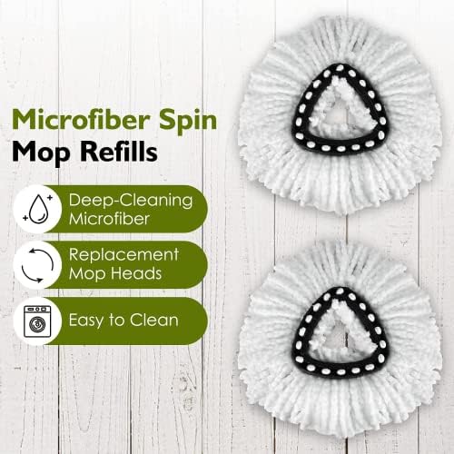Qulable 4 Pack EasyWring Spin Mop Refill Replacement Heads - Microfiber, Compatible with Triangle Spin Mop, Multi-Surface Cleaning