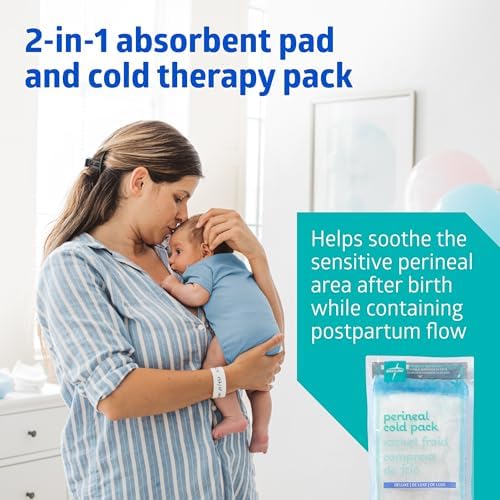Medline 2-in-1 Absorbent Perineal Pad and Instant Cold Ice Packs for Postpartum Care (8 Count). Ready-to-use Essential for After Delivery, Maternity, Postpartum Care