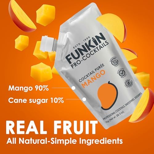Funkin Fruit Puree | Real Fruit, Simple Ingredient, Natural Mixer for Cocktails, Drinks, Smoothies | Vegan, Non-GMO, Gluten-Free (2.2 lbs) (Mango)