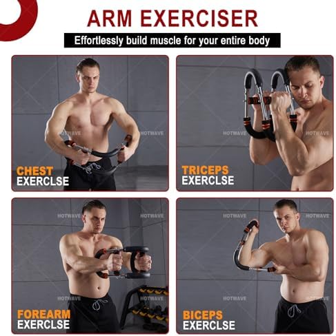 HOTWAVE Twister Arm Exerciser,Adjustable Spring Workout Bar, Forearm Triceps Chest Enhanced Exercise Strengthener,Portable Home Fitness Equipment