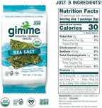 Gimme Seaweed Organic Premium Roasted Seaweed Snacks, Sea Salt, 20 Count, Keto, Vegan, Gluten-Free, Great Source of Omega3s and Iodine, Healthy On-The-Go Snack for Kids and Adults