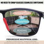 FEISEDY Progressive Multifocal Reading Glasses for Women Men Blue Light Blocking Near-Far Dual Use Sports Square Frame B0397