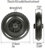 7inch Wheelchair Front Wheel Replacement (2), PU Solid Tire Wheel for Wheelchair Disabled Handicapped, Wheel Assembly for Wheelchair, 5/16" (8 mm) Bearing