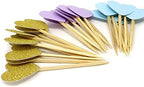 Honbay 50PCS Glitter Heart Cupcake Toppers Birthday Cake Decoration Food Picks Wedding Party Baby Shower Supplies - Blue Series