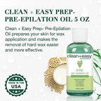 Clean+Easy Pre-Epilation Oil – Pre Wax Oil, Skin Protecting Oils for Face & Body Waxing, Pre and Post Wax Care, Professional Waxing Prep Treatment, 5 oz