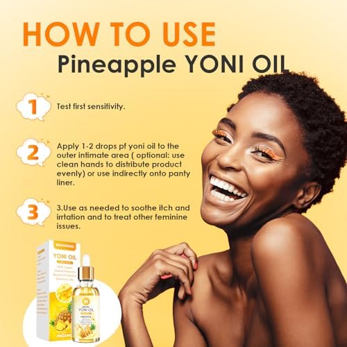 2 Pack Yoni Oil for Women - Organic Pineapple Feminine Oil, Feminine Deodorant - pH Balance - Eliminates Odor - Yoni Moisturizer, 100% Natural Essential Oil, 1 fl oz/pc (Pineapple)