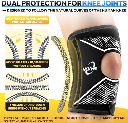 NEVVIS Knee Brace, Patellar stabilizing Knee Brace for Running Knee Support Meniscal Tear Knee Pain, ACL, MCL, Arthritis Injuries Recovery (Large)