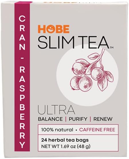 Hobe Labs Cran-Raspberry Tea - Natural Herbal Infusion for Body Balance and Refreshment - Caffeine-Free (24 Tea Bags)