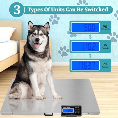 Dog Scale for Breed, Livestock Scale, Pet Scale for Dog, 1100lb x 0.2lb Animal Weight Scale, 3 Weighing Modes, LB, KG, OZ, 40.7" X 20.9" Platform Veterinary Scale for Sheep, Pig