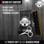 Beard Brush for Men with Beard & Mustache Comb Set, Beard Grooming & Care Kit, Natural Boar Bristle Brush, Dual Action Wood Comb, Stainless Steel Scissors, and Travel Bag, Great Fathers Day