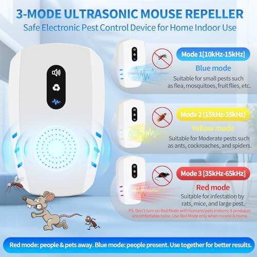 2026 Cvtayn Upgraded Ultrasonic Pest Repellent Indoor Repeller, Mouse Traps, Repellent Roach, Mouse, Bugs, Mosquito, Mice, Spider, Ant, Rodent Repellent Ultrasonic Plug in, 3 Mode Switching, 6 Packs