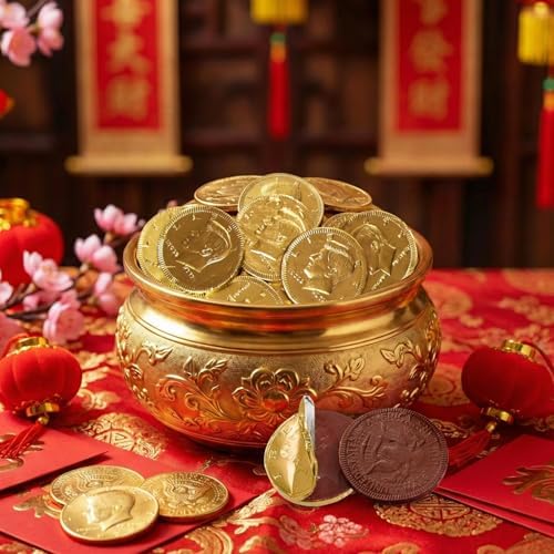 Belgian Milk Chocolate Gold Coins Candy - Smooth, Creamy European Chocolate Wrapped in Gold Foil For St. Patrics Day Party Favors, Candy Buffets, Treasure Hunts & Gift Bags - 25pcs