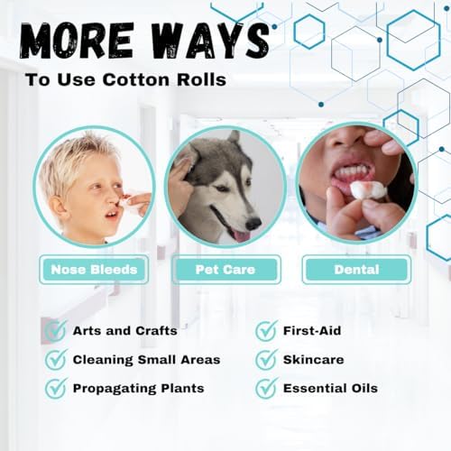 Dental Cotton Rolls 2000 Count | Absorbent Nose Bleed Stoppers and Nose Plugs for Dental Procedures, Wisdom Teeth Recovery, and Medical Use | Soft, Gentle, and High-Quality Cotton Supplies