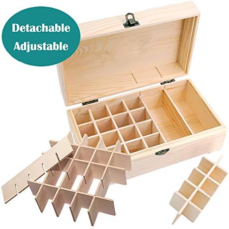 Pure Vie Essential Oil Wooden Storage Box Travel Display Presentation, Holds 36 Bottles for 5, 10, 15ml - Aromatherapy Organizer Nail Polish Fragrance Container - Keep Your Oils Safe & Space Saver