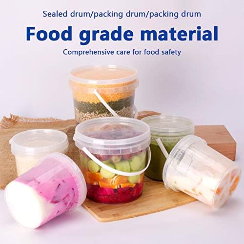 Food Grade Plastic Hand Bucket, Round Storage Bucket, Household Ice Cream Storage Tank with Lid, Household Thickened Bucket, Material Bucket,White,2L