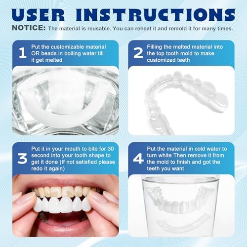 Snap on Veneers for Women and Men - Temporary False Teeth Dentures, Natural Appearance & Comfortable Fit, DIY Moldable Upper and Lower Teeth Cover