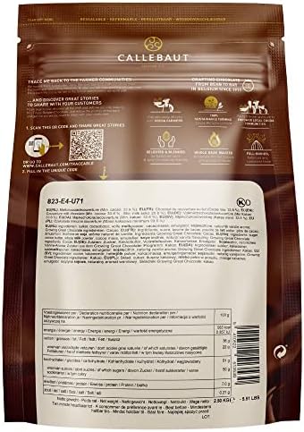 Belgian Milk Chocolate Baking Callets (Chips) - 33.6% - 1 bag, 5.5 lbs