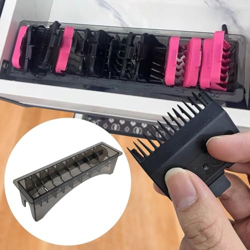 Clipper Guard Holder Organizer,Clipper Comb Holder Case,Grid Base Box For Universal Hair Clippers Limit Comb,Storage for Clipper Guards,Fit Well and Easy to Store Away When Done Using (Grey, L)