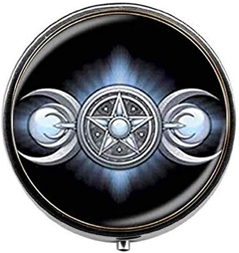 Beautiful Triple Moon Pentagram Pill Box Candy Box Pentacle Jewelry Art Nouveau Beautiful Gifts