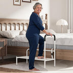 Bed Step Stool for Adults, Bedside Steps for Elderly Seniors with Non-Slip Handle & LED Light, Stable Assist Rail for High Beds