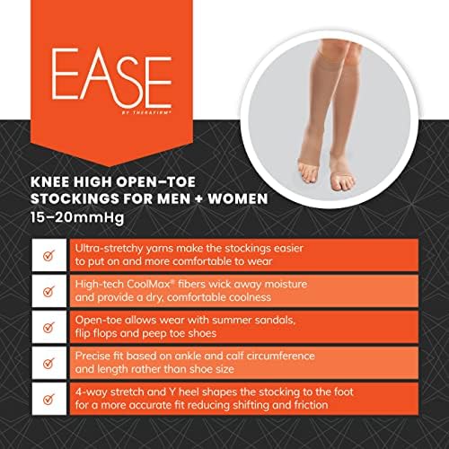 THERAFIRM Ease Opaque Open-Toe Knee Highs - 15-20mmHg Mild Compression Stockings