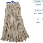 Boardwalk Cut-End Lie-Flat Wet Mop Head, Cotton, 16oz, White, 12/Carton