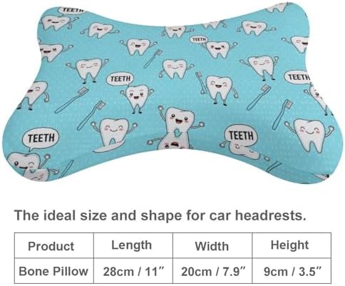 Supdreamc Pack of 2 Dental Teeth Blue Art Car Headrest Protect Neck Pillow Ergonomic Design, Breathable & Comfortable Memory Foam Car Seat Neck Rest Cushion Pillow for Driving