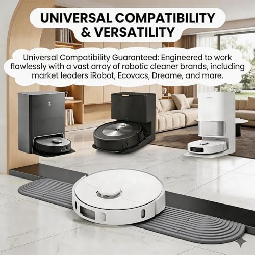Threshold Ramps for Doorways, 0.63" Rubber Robot Vacuum Ramp, Non-Slip Connectable Doorway Transition Strip, Compatible with Roomba, iRobot, Roborock, Shark, Ecovacs (Gray)